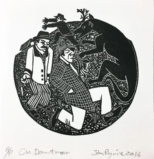 John-Ryrie--Arthur-Conan-Doyle--On-Dartmoor--linocut