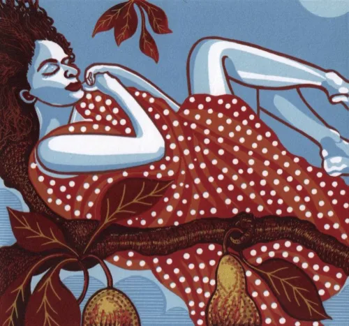 Scott Gwen Pomona in the pear tree [reduction linocut]2017