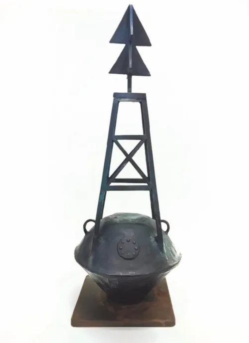 Adam Nudelman sculpture Amidst the fear of tomorrow 2 46hx17wx17d
