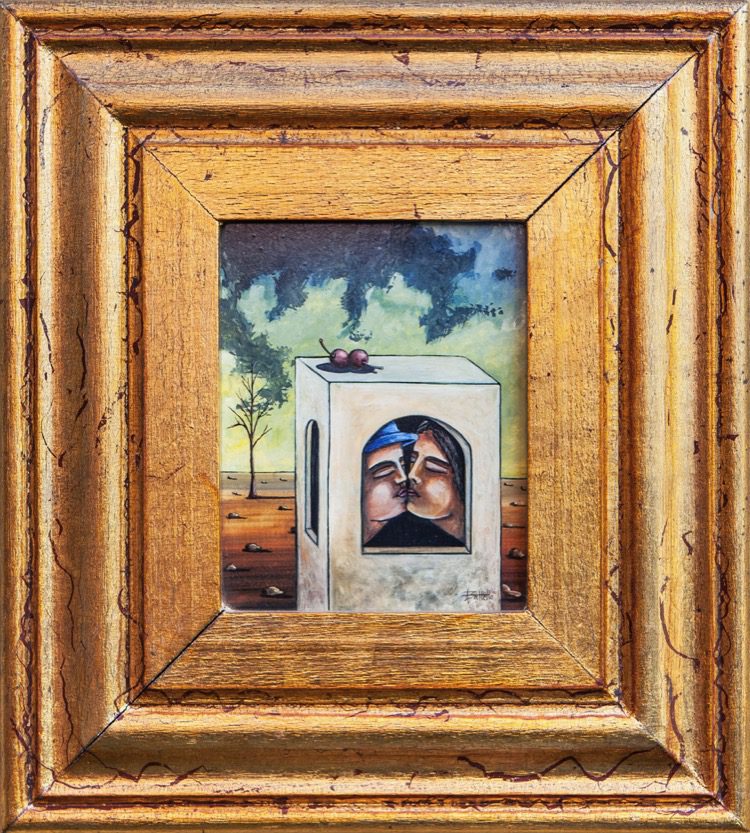 Antonio Balletta Kissing the Red Earth Woman gouach on panel $620