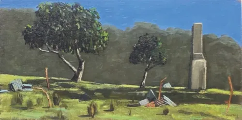 Philip Davey Chimney Stack Oil on panel 19x37 cm $1850