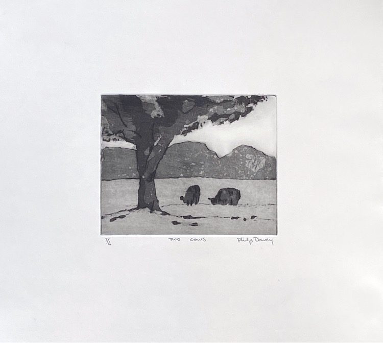 Philip Davey Two Cows Etching and aquatint 120xx150 mm Edition of 6
