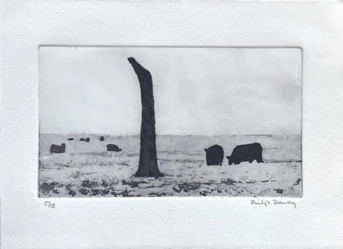 Philip Davey Grazing etching aquatint 12 x 21 edition 18