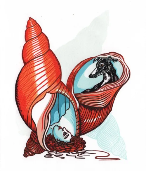 Scott Gwen, Shell haven II, Reduction linocut, 2020