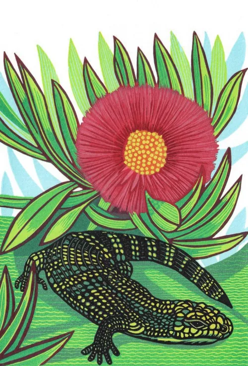Scott Gwen, Bluey & Pigface, Reduction linocut, 2020