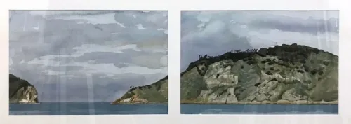 Rick Amor Entry to the bay Erith Is Bass Strait Watercolour 1 38x56 each