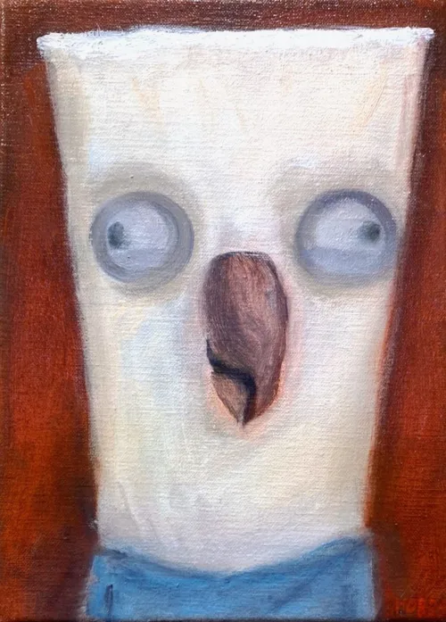 Leigh Hobbs Cocky 3 oil on linen 28 x 20cm $850