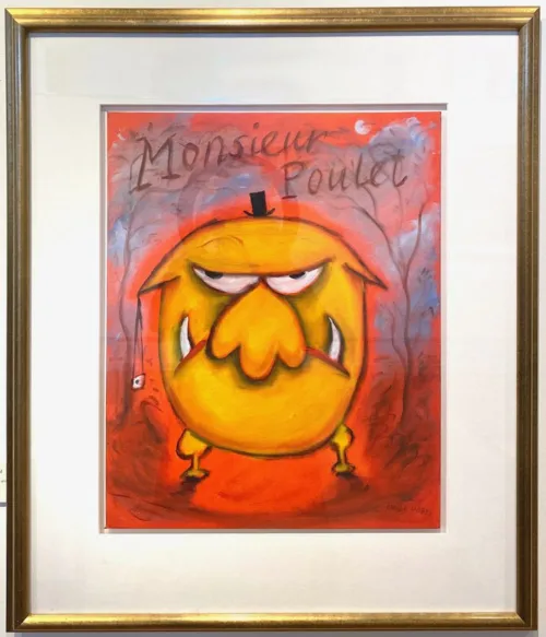 Leigh Hobbs Monsieur Poulet oil on board 50x40cm $2200