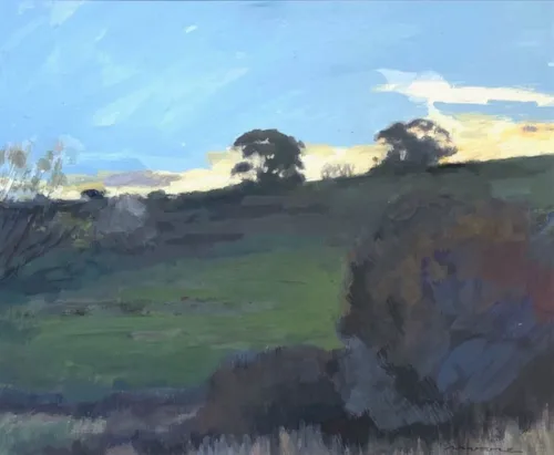 David Moore Evening Skyline Castlemaine 24.5 x 30cm $1600 gouache f