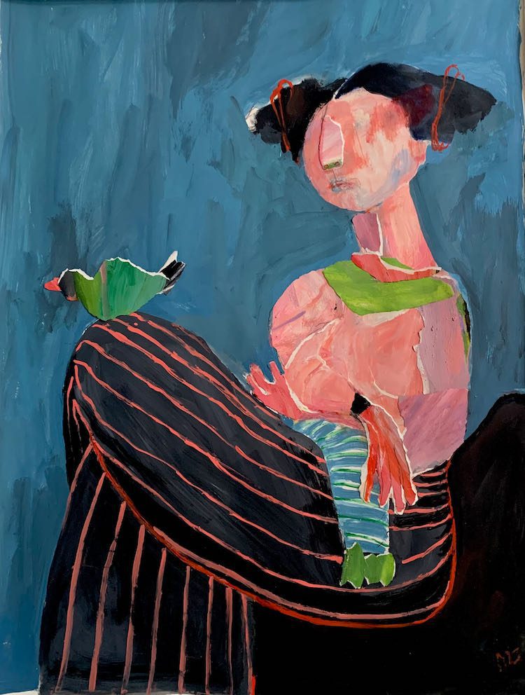 SOLD Moli Carew Nesting Mixed media:collage on Arches A1 paper (82x105 cm approx framed)$1600 framed $1,600