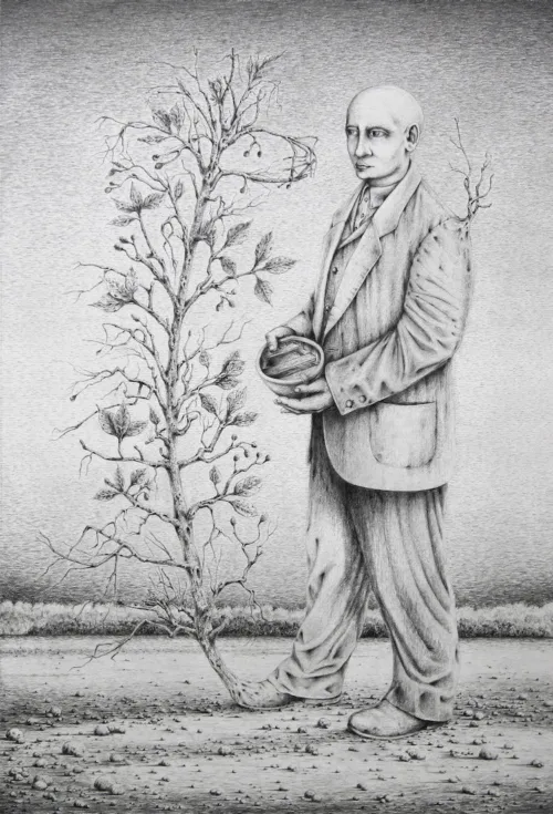 Antonio Balletta Apparition of the traveler - Graphite pencil on Fabriano - 98cm x 68cm -