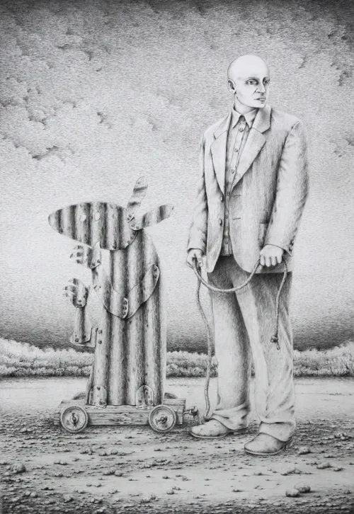 Antonio Balletta Waiting - Graphite pencil on Fabriano - 98cm x 68cm -