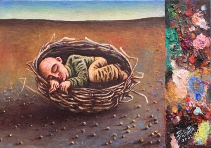 Antonio Balletta Somnum - Asleep - Oil on canvas board - 19cmx27cm -