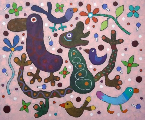 Michael Leunig Jump for joy (Imbroglio) 2021 76x91.5cm