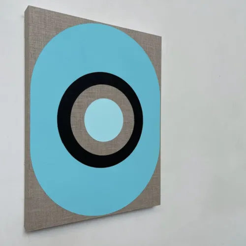 Louise Blyton Blue and Black work Mid-time of Night Acrylic on linen 30 x 40cm 2021 $2,400