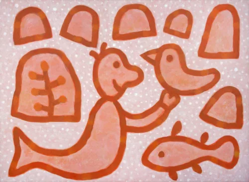 Michael Leunig Untitled (Dugong) 2021 acrylic on canvas 81x111cm