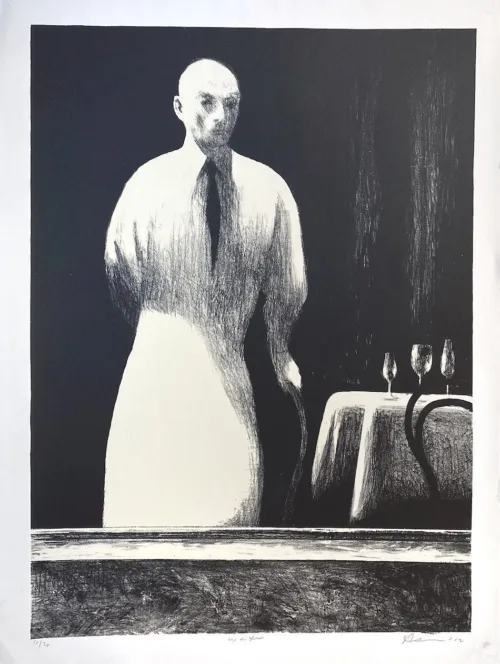 Rick Amor Waiter 72x51 Lithograph 10-20 $4,500