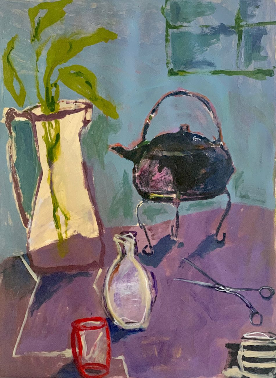 Moli Carew ‘Still Life with Scissors’ mixed media on paper 69 x 48cm f $1600