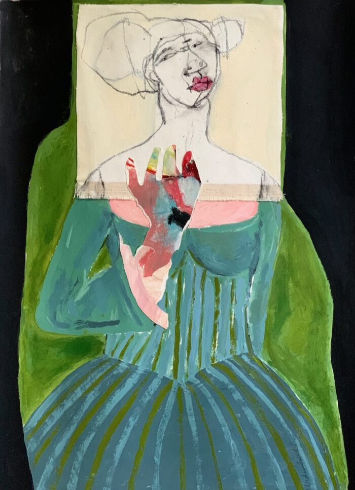 SOLD Moli Carew ‘Undisclosed’ mixed media-collage on paper 71 x 54cm Framed $1600 (1)