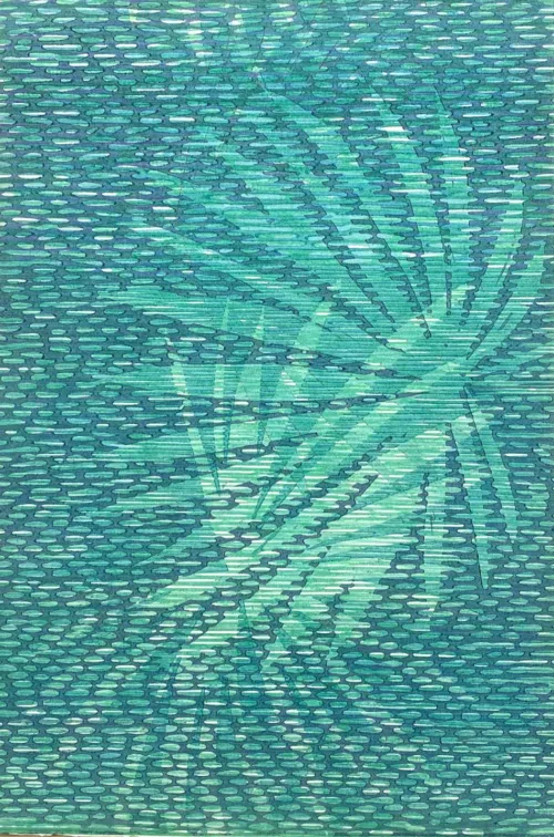 Lucinda Tanner Palmito Mix & Match 3, 2020 35 x 56cm multi-colour woodcut on Somerset 300gsm unique state