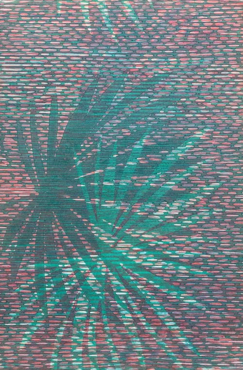 Lucinda Tanner Palmito Mix & Match 4, 2020 35 x 56cm multi-colour woodcut on Somerset 300gsm unique state