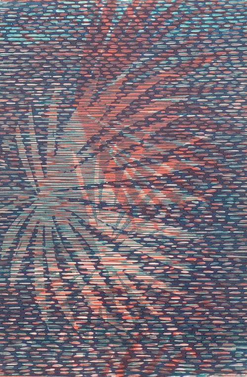 Lucinda Tanner Palmito Mix & Match 13, 2020 35 x 56cm multi-colour woodcut on Somerset 300gsm unique state