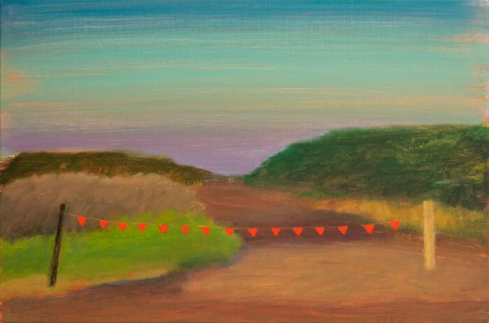 Jim Pavlidis Lake_Road_Connewarre oil on linen 41 x 61cm