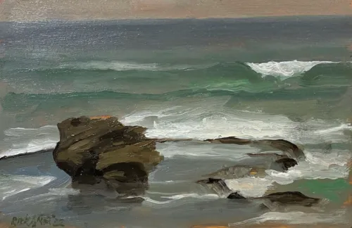 Rick Amor Bass Strait, Yarbuk 15x23cm oil on board