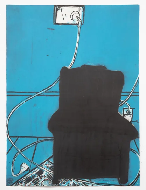 Katherine Hattam Blue Chair 56 x 76 cm unframed 2:25 etching APW $1350 unframed