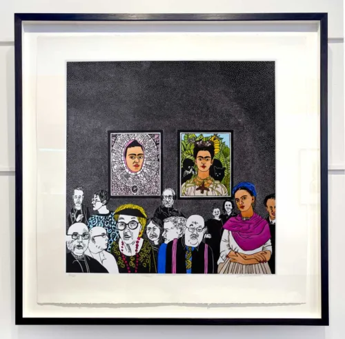 Sue Poggioli Homage Frida Kahlo 2022 Hand Coloured Linocut 60 cm x 60 cm f