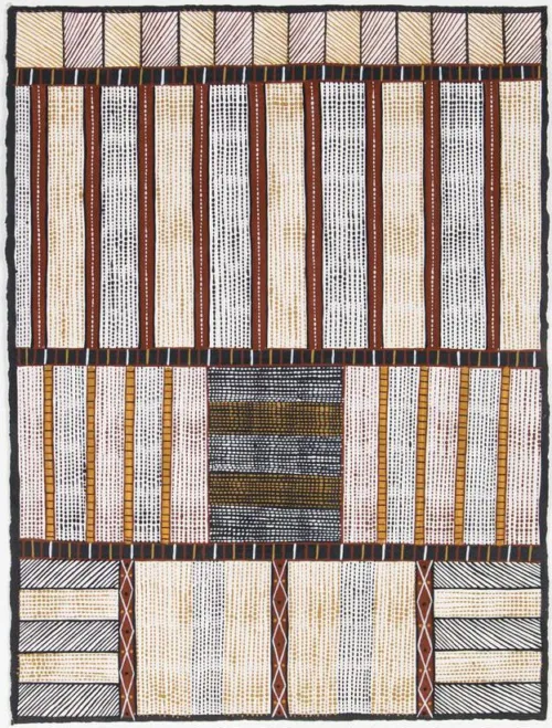 Pedro Wonaeamirri Jilamara ochres on paper 56 x 76cm $3500 f