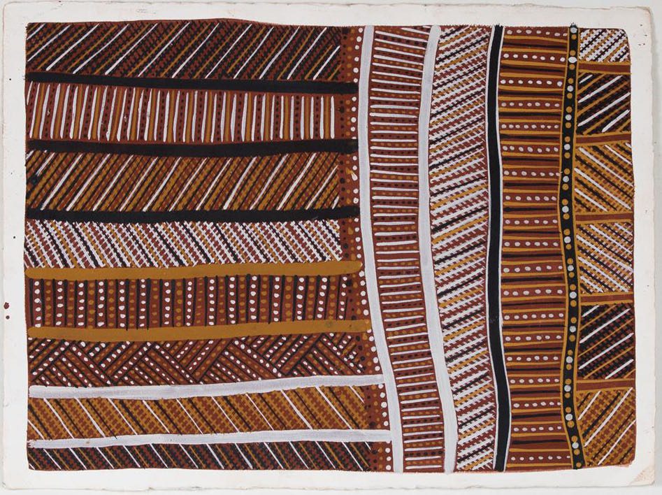 Patrick Freddy Puruntatameri Jilamara ochre on paper 56 x 76cm $600