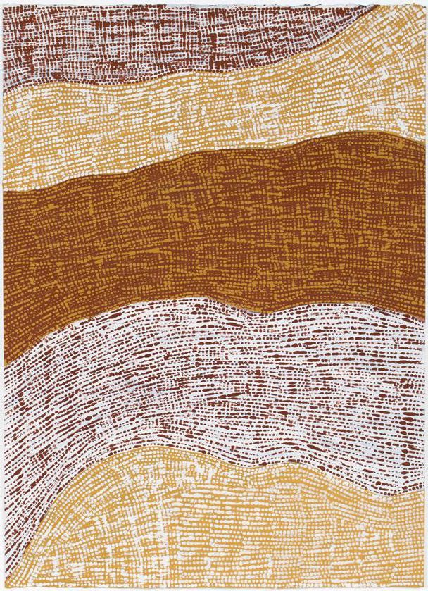 Michelle Pulatuwayu Woody Minnapinni Ngiya Murrakupupuni ochres on paper 76 x 56cm $1900 f