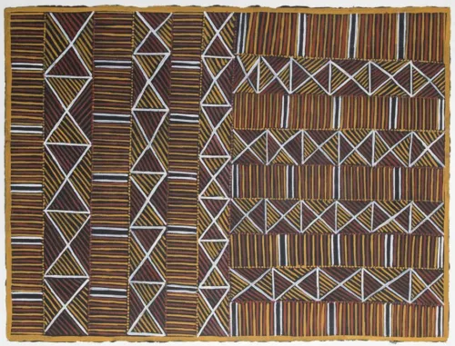 Flossie Black Jilamara (2) ochres on paper 56 x 76cm $400