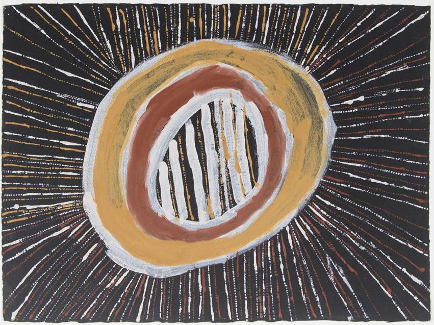 Conrad Kamilowra Tipungwuti Kulama (2) ochres on paper 56 x 76cm $1100
