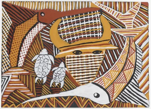 Chris Black Tiwi Totems ochres on paper 56 x 76cm $600