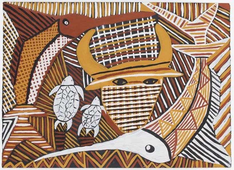 Chris Black Tiwi Totems ochres on paper 56 x 76cm $600