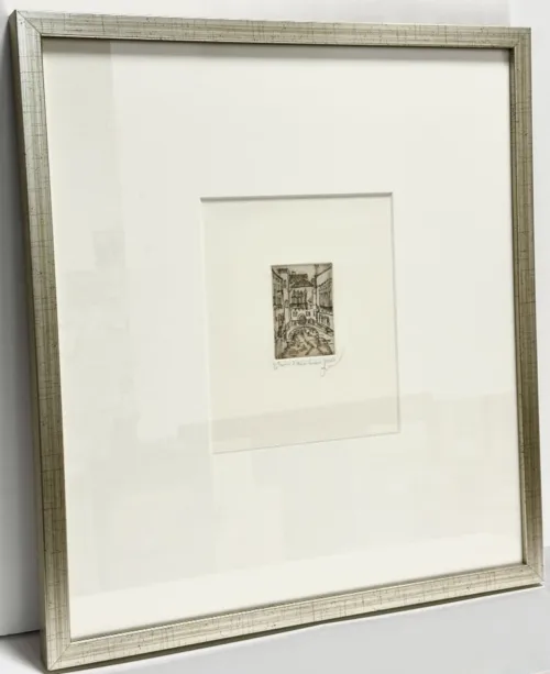 Soula Mantalvanos Piscina S Moise Venice etching 4-10 framed