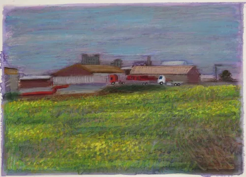 Jim Pavlidis Two Trucks 50 x 70cm oil pastel and ink $1700 f (1)