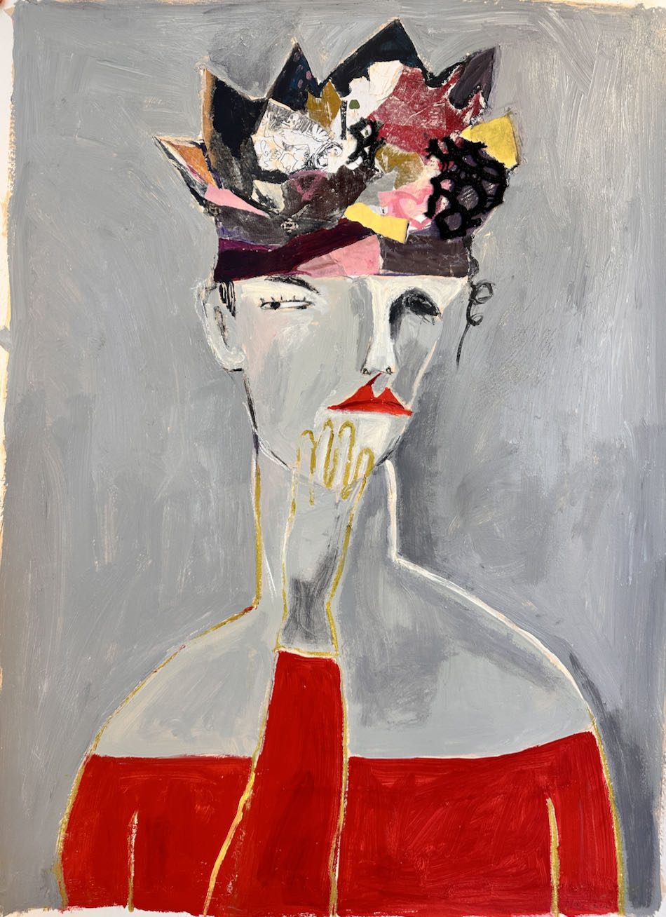 Moli Carew ‘Unravelling of the Crown’ 75x95 cm approx mixed media on arches paper $1,850