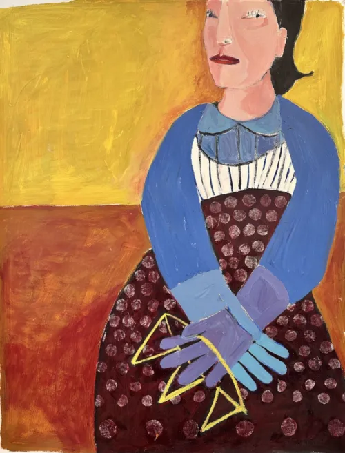 Moli Carew ‘Queening’ 75x95 cm approx mxed media on arches paper $1,850