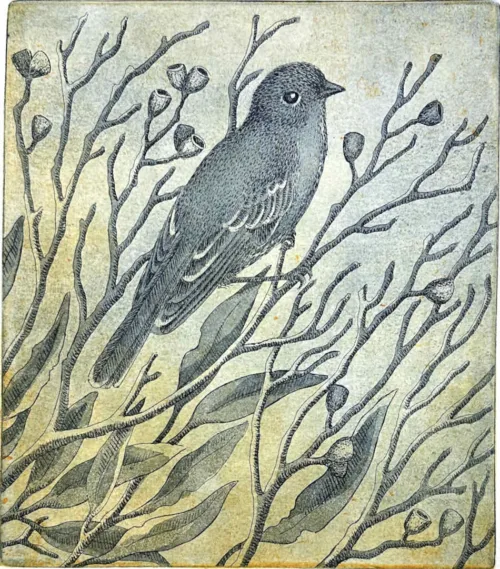 Heeding the Call multi plate etching 23 x 20cm $440