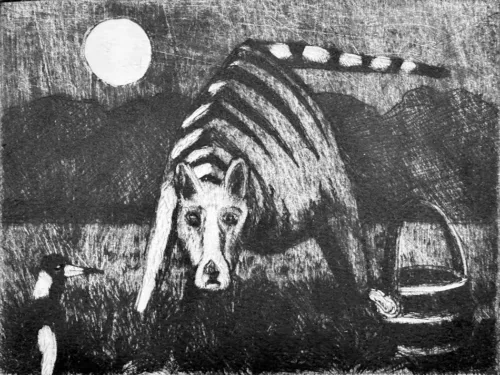 Philip Davey Thylacine etching and drypoint $350 11x15cm Edition of 10 (1)