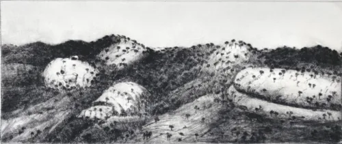 Philip Davey Refuge etching edition of 10 $750 18.5x45cm