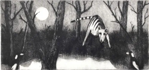 Philip Davey Moonlight Thylacine $450 14x30cm Edition of 11