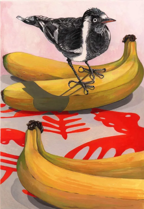 Gwen Scott Bananas & pee-Wee 2023 gouache 30 x 21cm $1,200 f