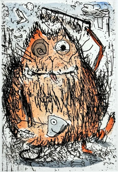 Leigh Hobbs Old Tom au naturel h-col etching edition of 100 14.5x9.5cm UF $400
