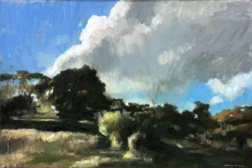 David Moore Hillside Casltemaine 41 x 61cm oil on linen $3,500f