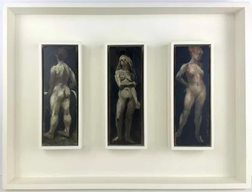 Rick Amor Three Nudes 2006 tryptich oil on wood panel 19 x 6.5cm each $10,000 f