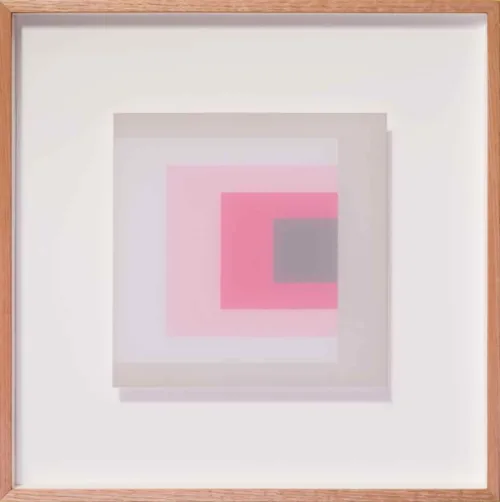 Clayton Tremlett An exploration of the Square using the Colours of a Galah #3 $850 framed